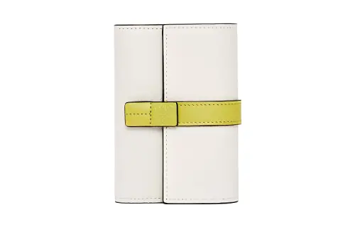 LOEWE Grain Cow Leather Wallet Small Women's Soft White/Lemon Yellow