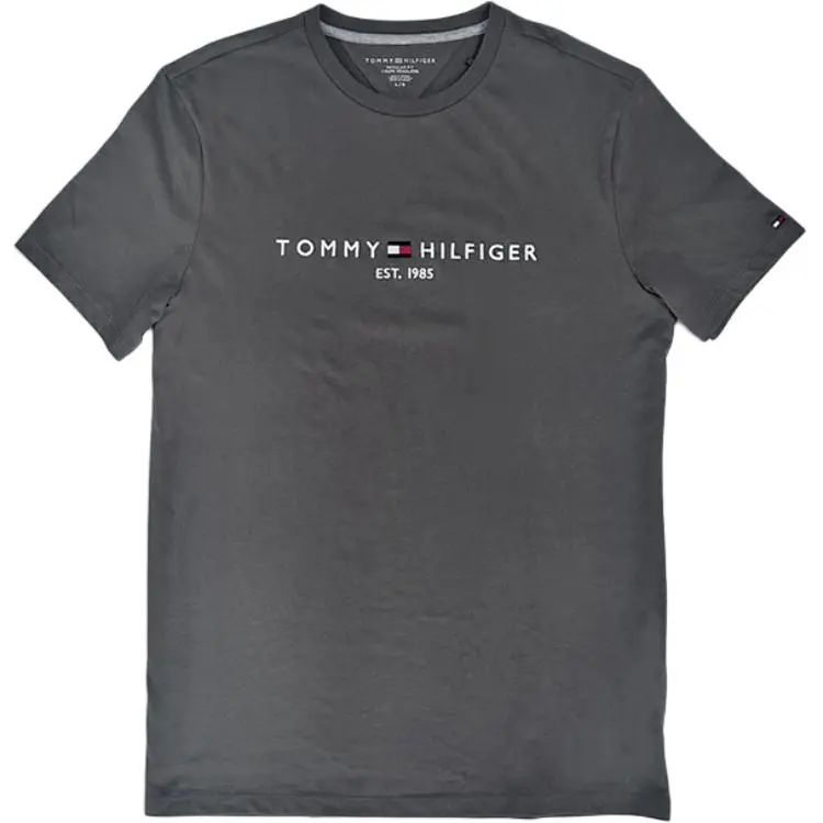 Tommy Hilfiger T-Shirts Men's Dark Gray Crew Neck Moderate