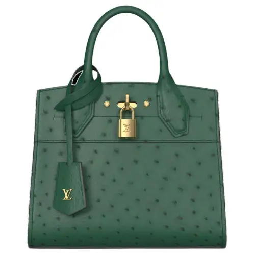 LOUIS VUITTON City Steamer Ostrich Leather Handbag Mini Women's Mint