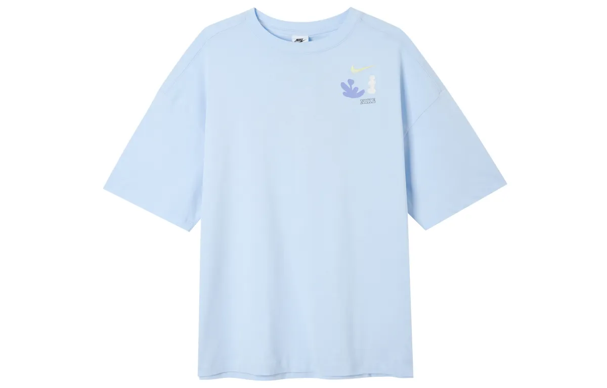 Nike Women'ss Retro Hand-Drawn Drop Shoulder T-Shirt Blue