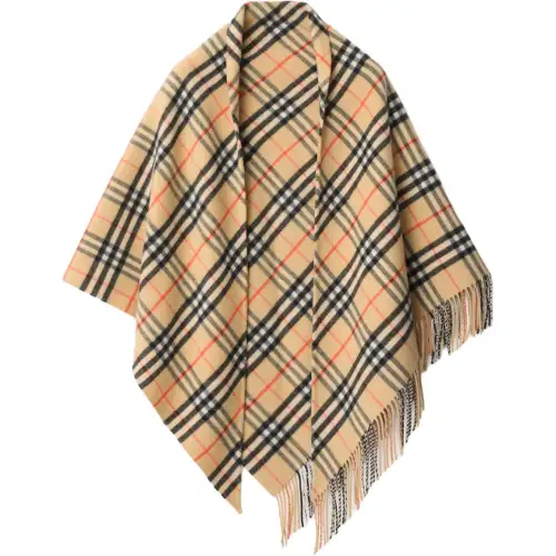 Burberry Checked Fringed Edge Cape