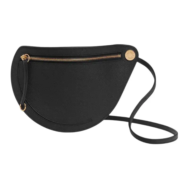 HERMES Petite Course Epsom Leather Crossbody Bag, Shoulder Bag Women's 89 Noir Black