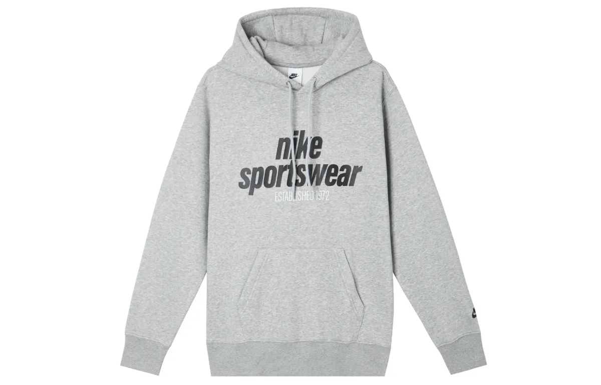 Nike ClubSportswear FW24 FLEECE Collection 1972 Casual Minimalist Style Comfortable Hooded Sweatshirt Men's Gray