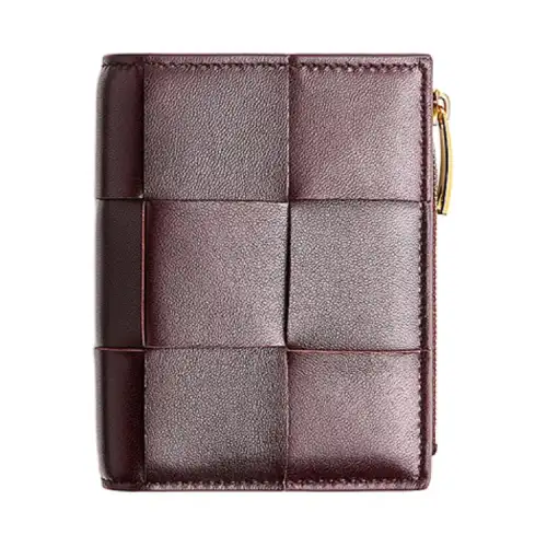 Bottega Veneta Leather Wallet Mini Unisex Burgundy