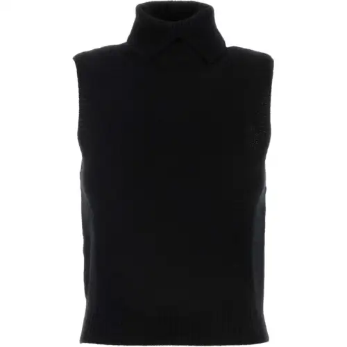 PRADA Tank Tops Women's Black Turtleneck Straight Fit