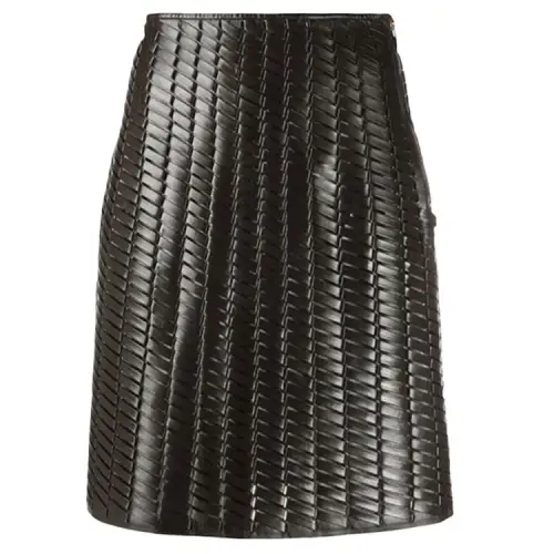 Bottega Veneta Leather Short Skirts Women's Black Moderate Short A Line Skirt
