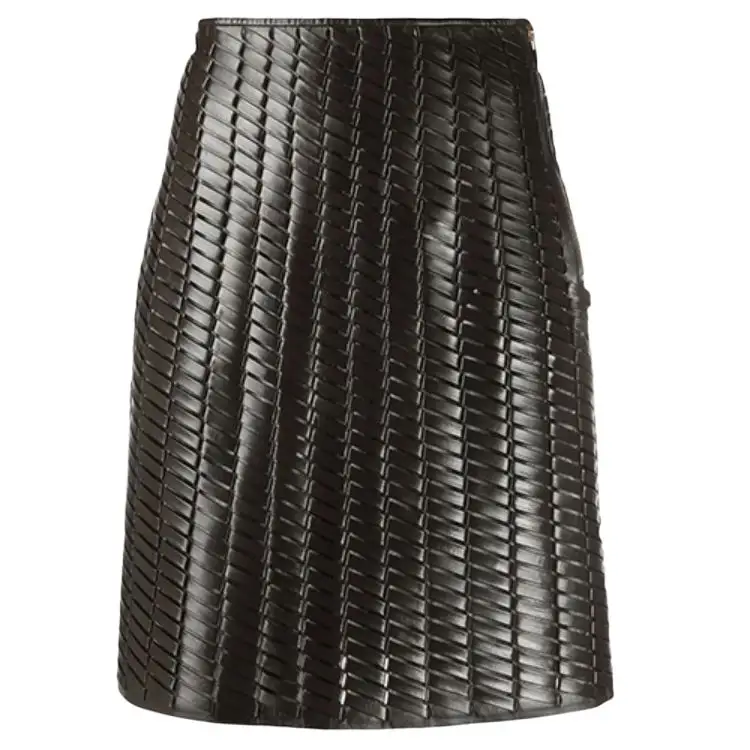 Bottega Veneta Leather Short Skirts Women's Black Moderate Short A Line Skirt