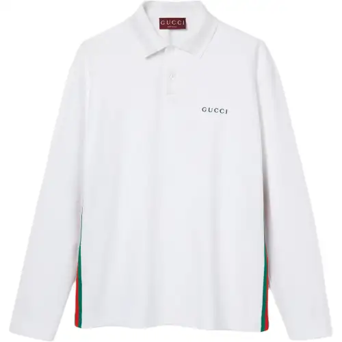 GUCCI Polo Shirts Men's White Polo Collar Moderate Other
