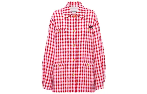 【Previous Season】Gingham-Check bouclé blouson jacket
