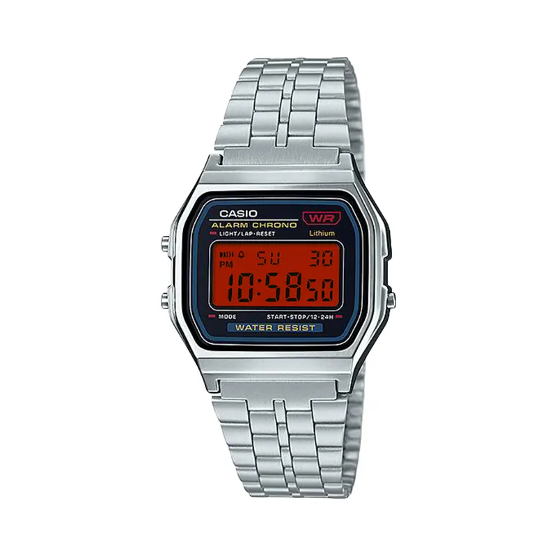 CASIO Custom Collection A159WA N1 Custom Rainbow Screen Blood Crane Screen Quartz Movement Stainless Steel Strap