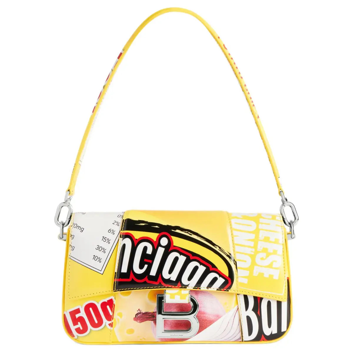 Balenciaga Hourglass Bright Calfskin Crossbody Bag, Shoulder Bag Small Women's Yellow