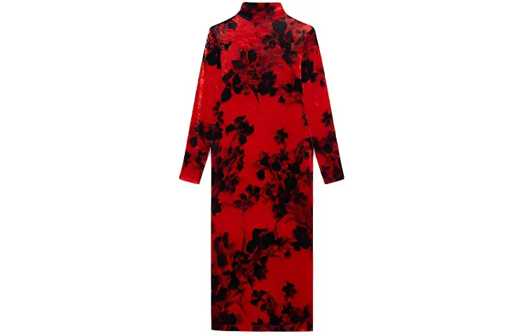Balenciaga Long Sleeved Dresses Women's Red Stand Collar Moderate