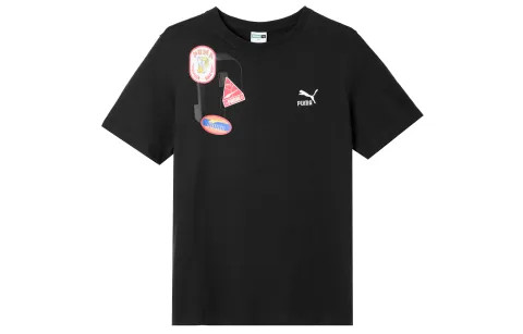 PUMA T-Shirts Men's Black Crew Neck Moderate Straight Fit