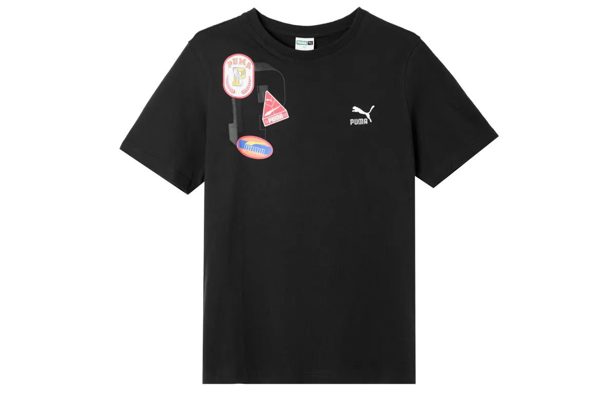 PUMA T-Shirts Men's Black Crew Neck Moderate Straight Fit