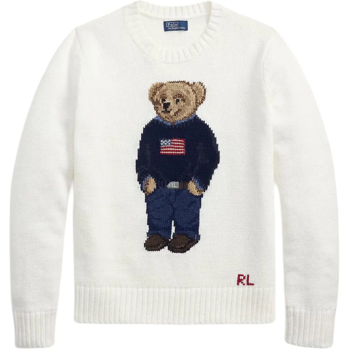 Polo Ralph Lauren Polo Bear Knitwear Loose Fit Women's Washed White Multicolor