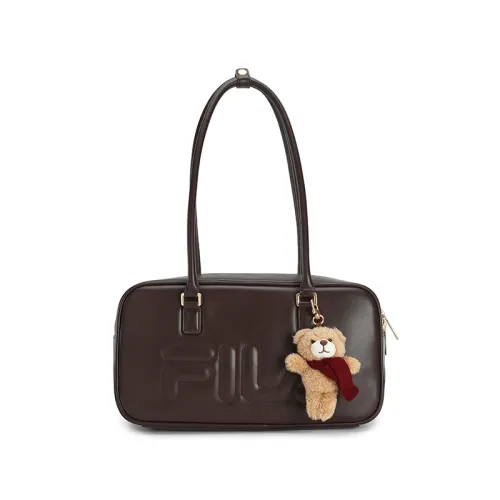 FILA Fila ORIGINALE miu bear bag Boston bag fashion versatile trend personality casual simple daily convenient carrying design PU shoulder bag women's chocolate brown