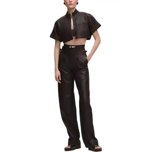 HERMES Cropped Coat Women's Ebony Brown