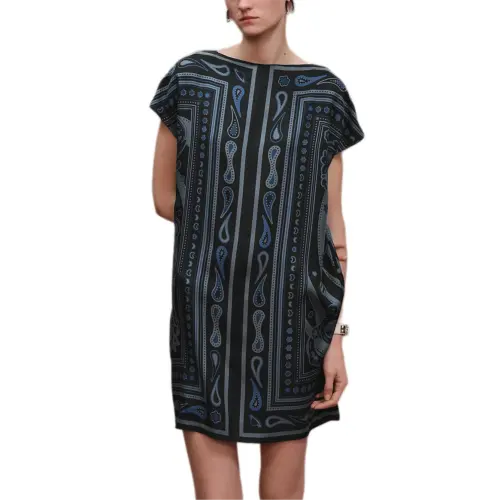 HERMES FW25 Short Sleeved Dress Women's Black Liquorice