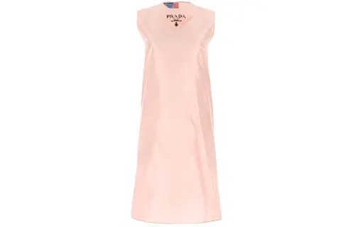 PRADA Sleeveless Dresses Women's Pink Crew Neck Moderate