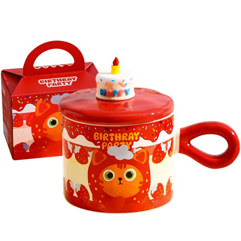 Kawashimaya KAWASIMAYA mug, cat cup 360ml, high-looking ceramic water cup, milk coffee cup 360ml