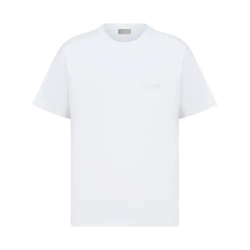 DIOR T Shirts Men's White Crew Neck Moderate Straight Fit