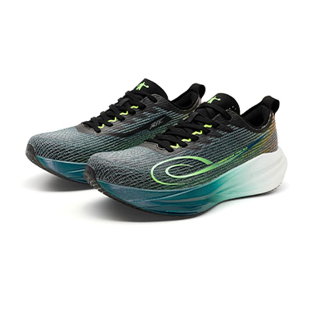 QIAODAN Cushioning Breathable Low top Physical Fitness Test & Exam Racing Running Shoes Men’s Black Green