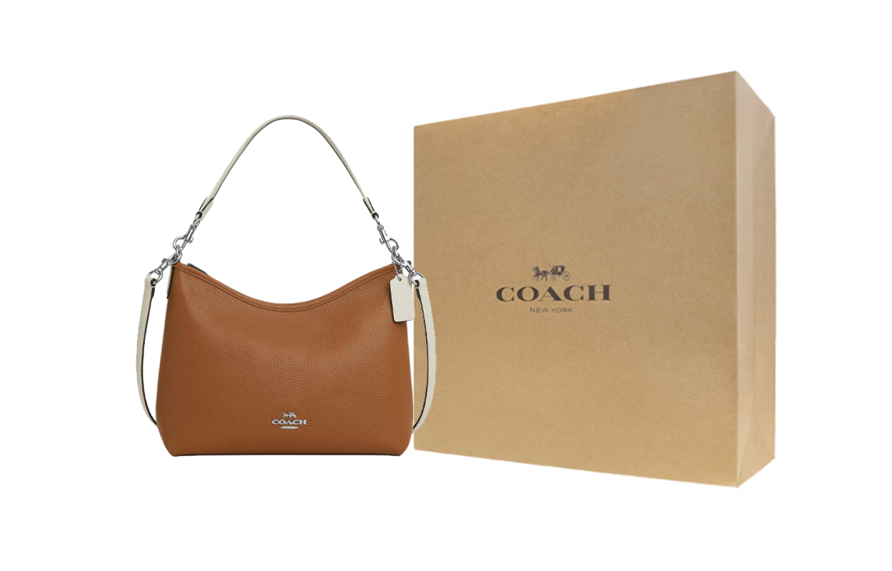 Женская сумка COACH Laurel 31 (серебряно-бежевая)