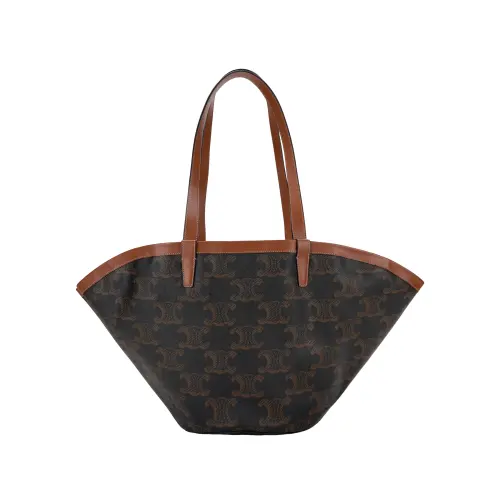 CELINE Couffin Canvas With Leather Binding Tote Bag, Shopping Bag, Handbag Large Women's Tan