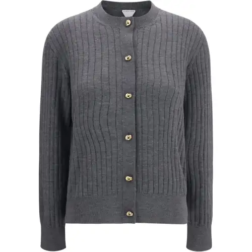 Bottega Veneta Ribbed Knit Crewneck Cardigan