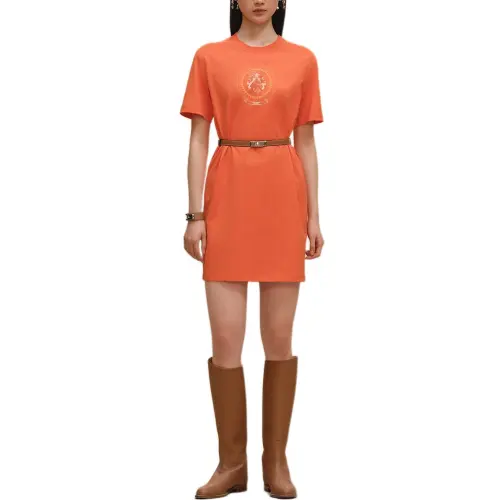 HERMES FW25 Short Sleeved Dress Women's Orange