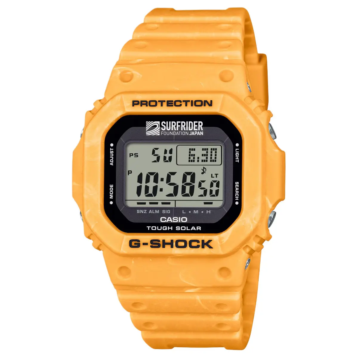 CASIO Digital Square Dial 200m Waterproof Solar Quartz Movement Resin Strap Watch Unisex Gray Dial