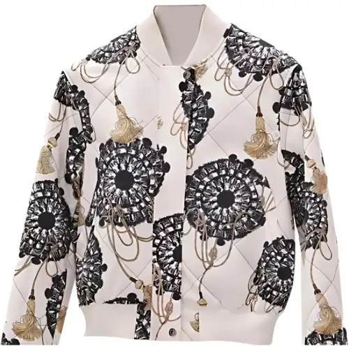 HERMES Jackets Women's White Baseball Collar Moderate Other