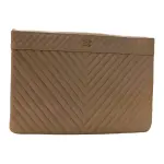 CHANEL Leather Storage Bag Clutch Regular Women's Pink