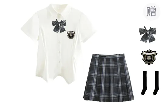 SHENBEI JK Uniforms Women's Polo Collar Moderate Short Pleated Skirt