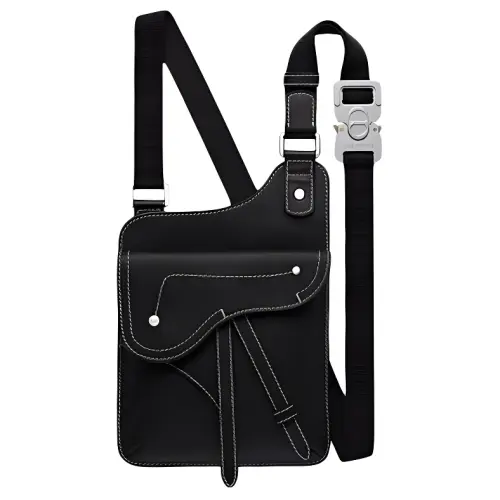 DIOR Grain Calfskin Messenger Bag, Saddle Bag, Shoulder Bag, Crossbody Bag Men's Black
