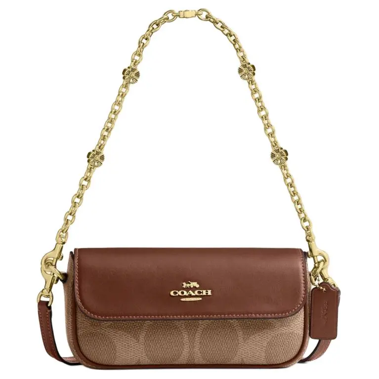 COACH Hailey Leather Shoulder Bag Small Women's Brown