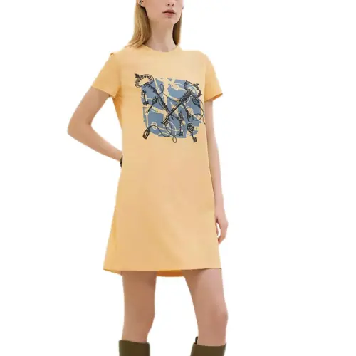 HERMES SS25 Short Sleeved Dress Women's Yellow