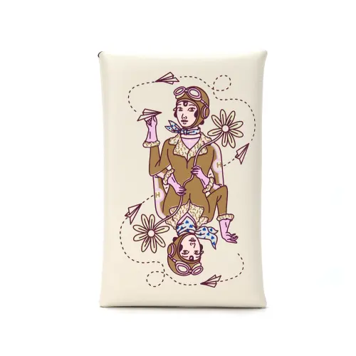 HERMES Calvi Swift Calfskin Card Holder Women's I2 Nata Cream White