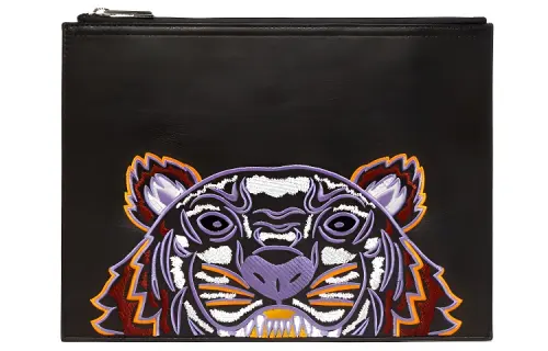 KENZO Cow Leather Clutch Men's Black
