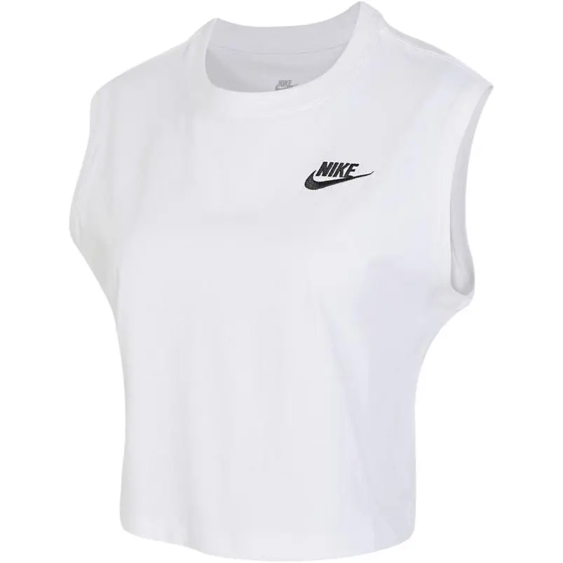 Nike Tank Tops Women's White Crew Neck Moderate Straight Fit