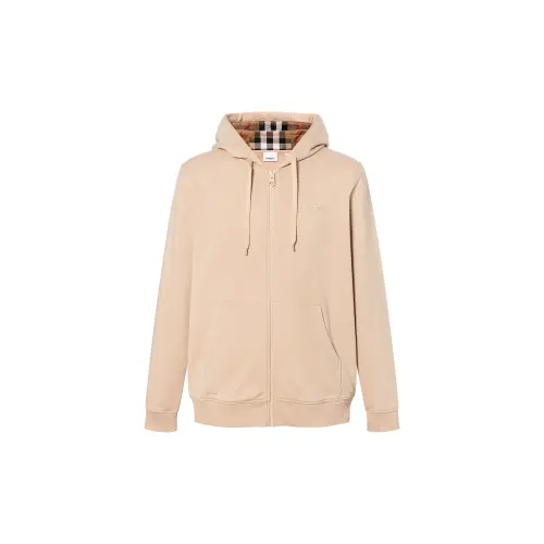 Burberry Hove Check Embroidery Logo Zip Hoodie