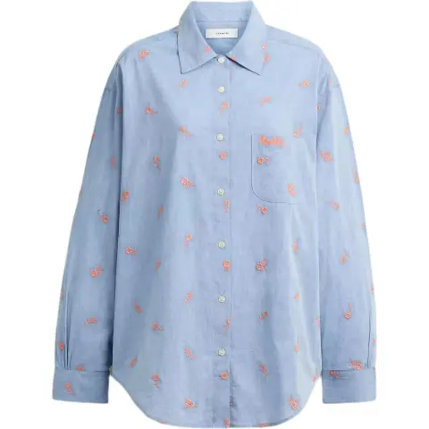COACH Shirts Women's Blue Lapel Moderate Other