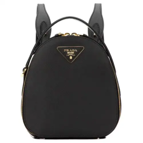 PRADA Leather With Nylon Backpack Small Unisex Black