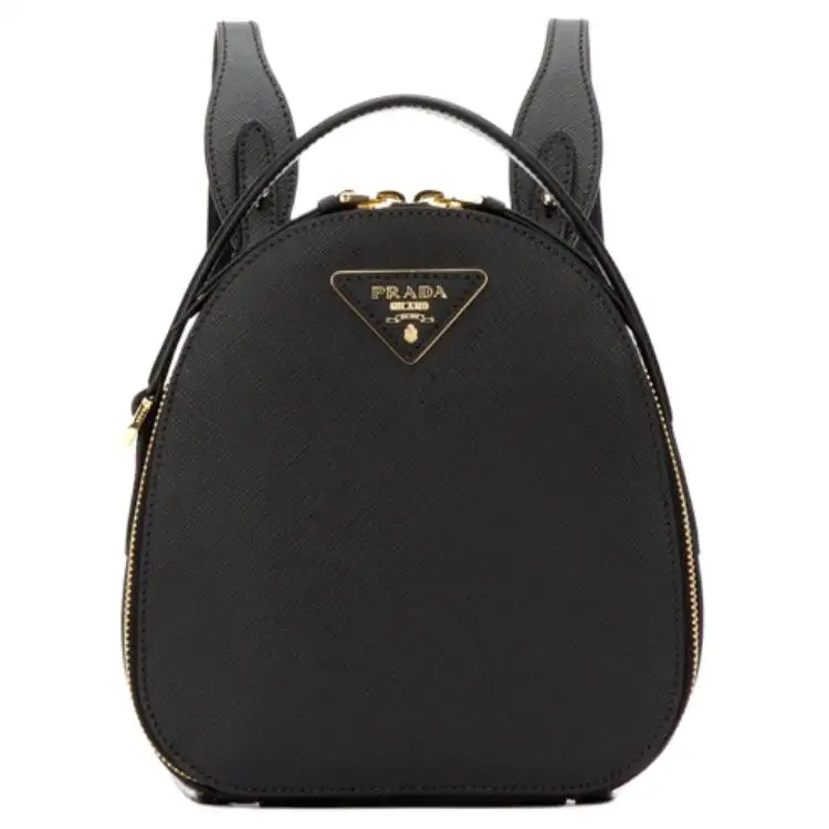 PRADA Leather With Nylon Backpack Small Unisex Black