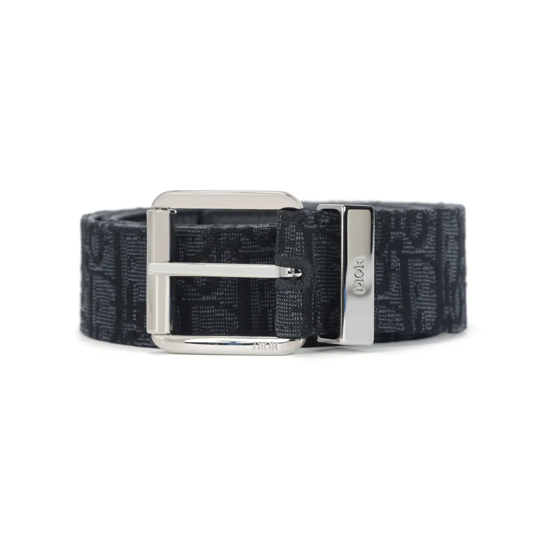 DIOR Cow Leather Belts Men's Black 3.5cm