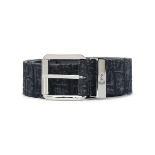 DIOR Cow Leather Belts Men's Black 3.5cm