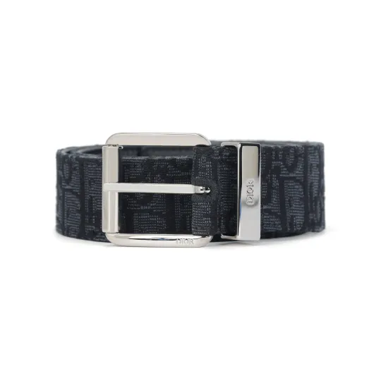DIOR Cow Leather Belts Men's Black 3.5cm