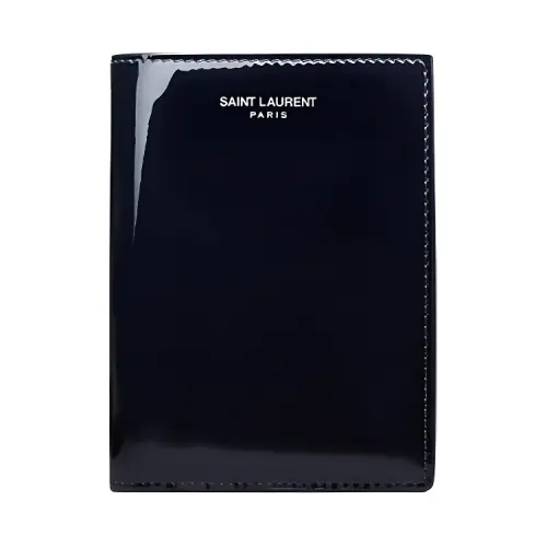 SAINT LAURENT PARIS Calfskin Wallet Men's Dark Blue