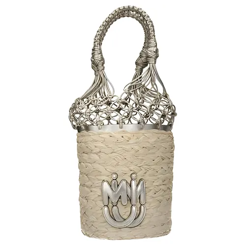 MIU MIU Leather Portable Crossbody Bag, Shoulder Bag Women's Beige