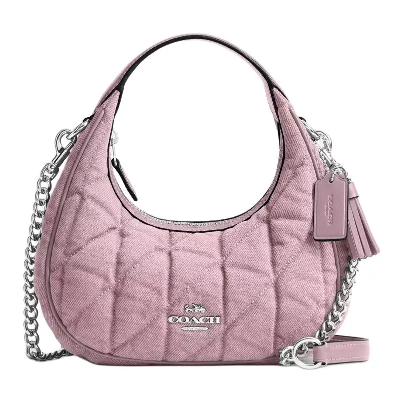 COACH CARMEN Denim With Smooth Leather Crossbody One Shoulder Handbag Small Women's Carnation Color